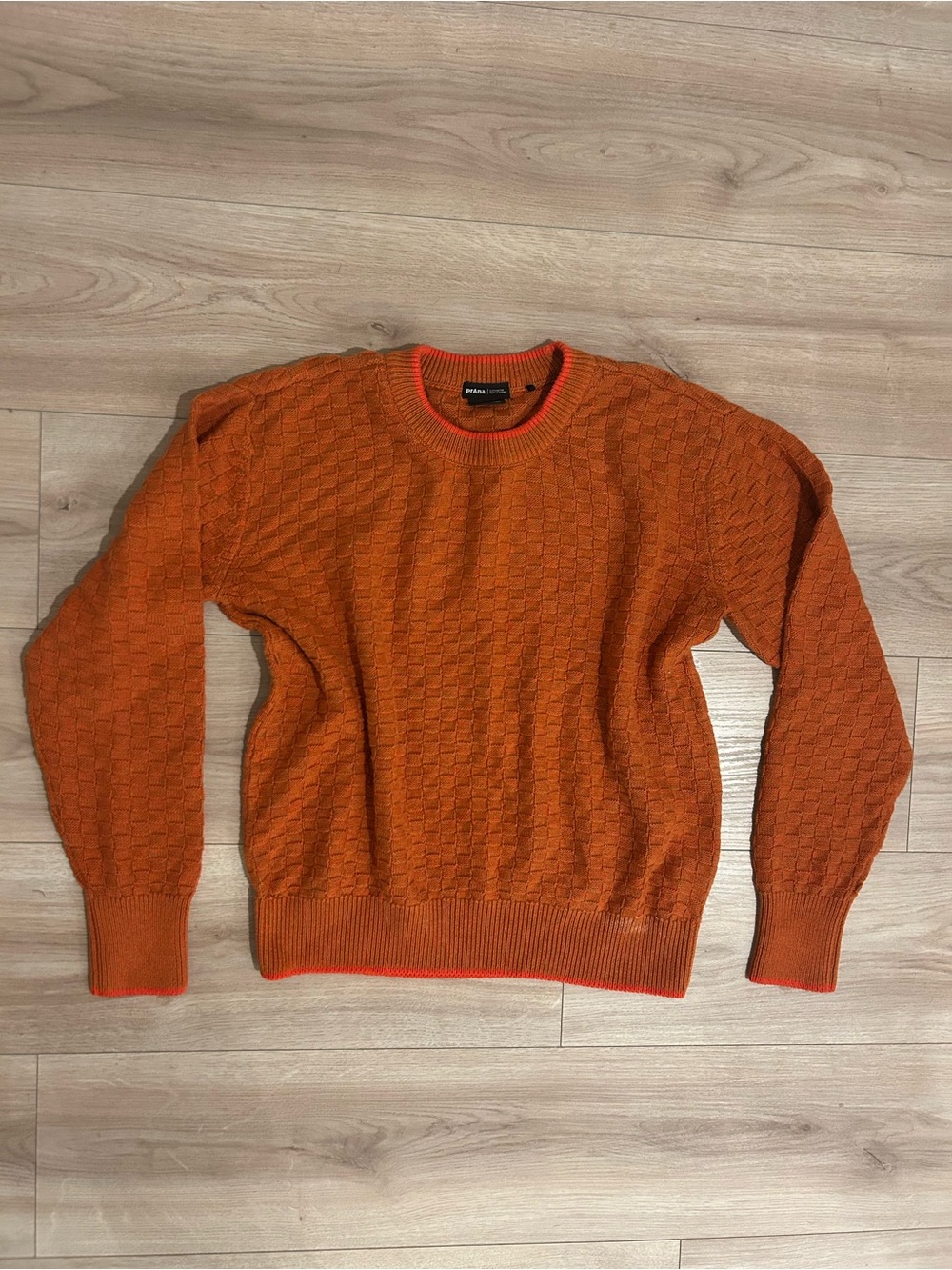 Women’s Prana Orange Waffle-Texture Crewneck Sweater